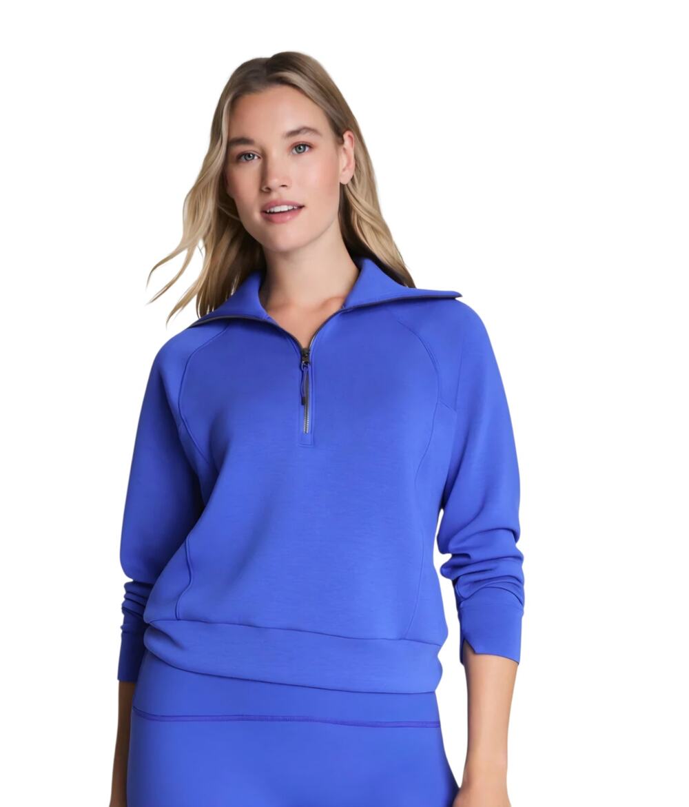 Spanx Air Essentials Half Zip Pullover NWT Cosmo Blue Sz XL, Ultra Soft